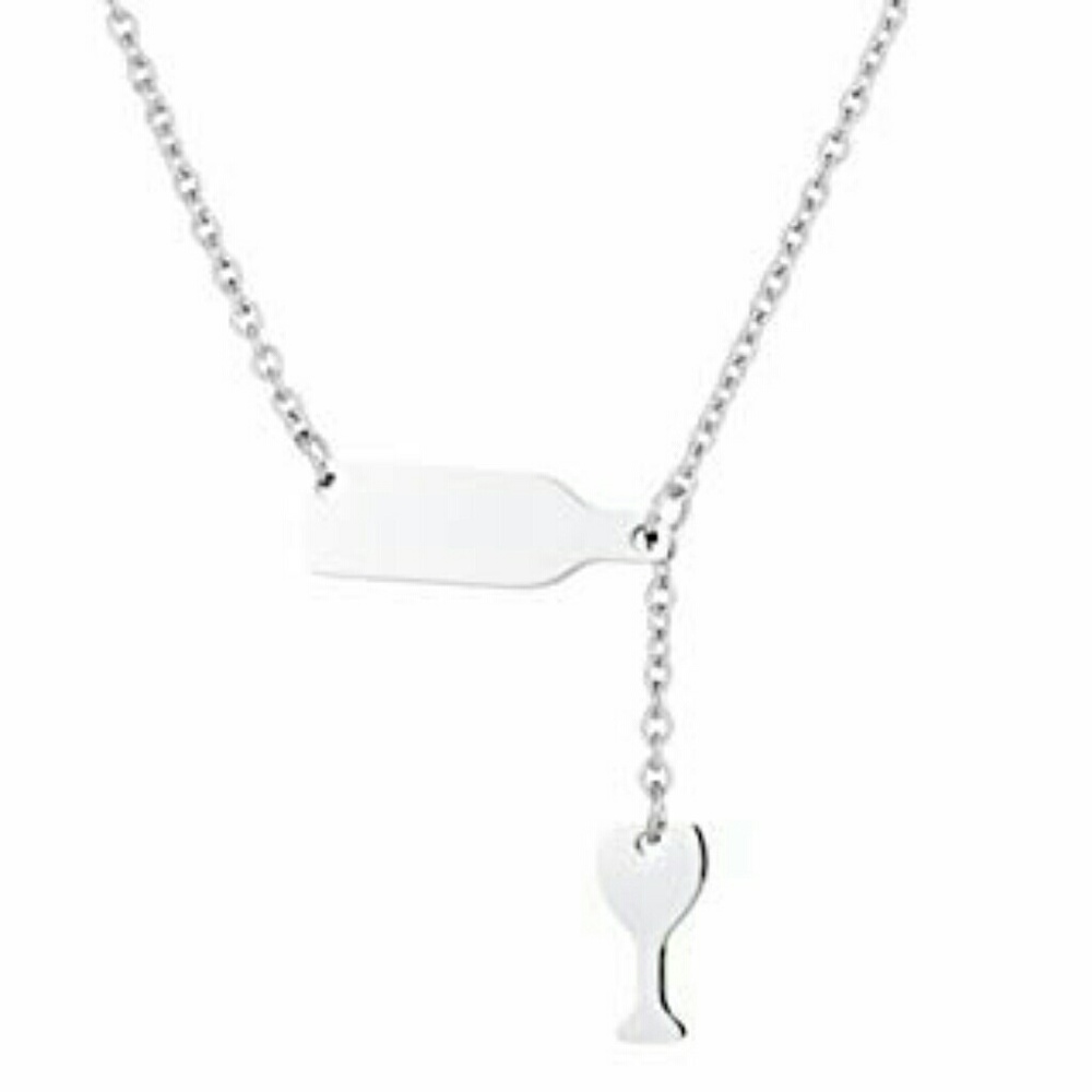 Wine bottle and glass necklace🍷🍷🍷 - Picture 4 of 8